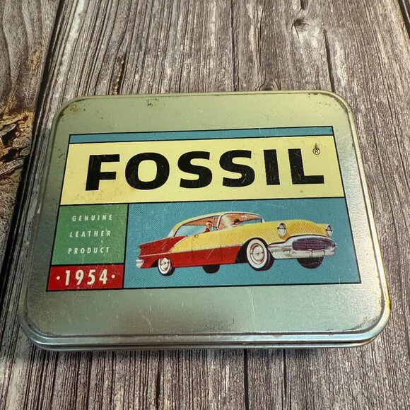 Vintage 1999 FOSSIL Collectible Watch, Wallet, Money Clip Tin w/1954 Classic Car - Picture 1 of 5